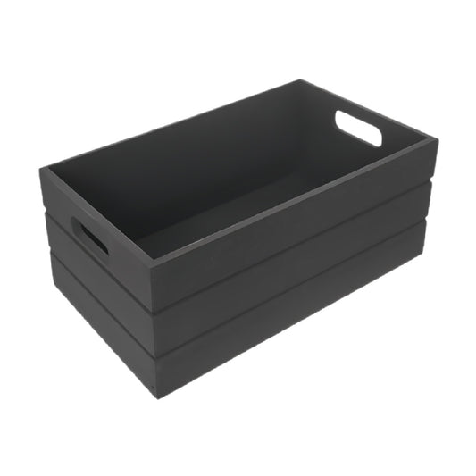 Black Storage Bin with Cutout Handles